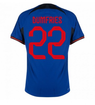 Holandia Denzel Dumfries #22 Koszulka Wyjazdowych MŚ 2022 Krótki Rękaw